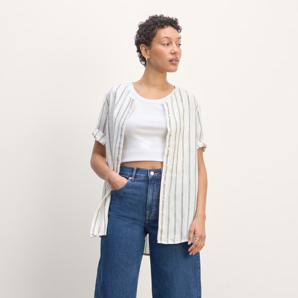 NWT Everlane The Linen Relaxed Bib Shirt - size M